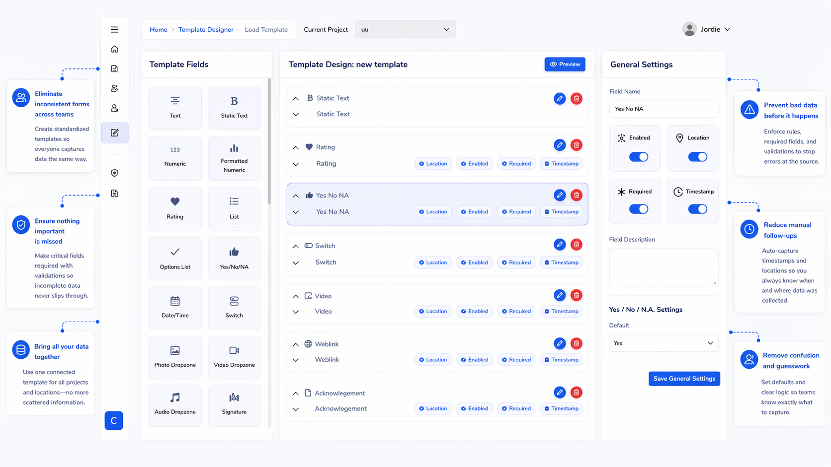 Oriyent template designer interface